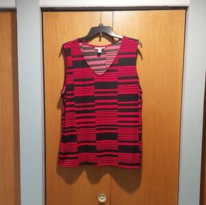 Dana Buckman Red and Black Striped Women's Top Size XL